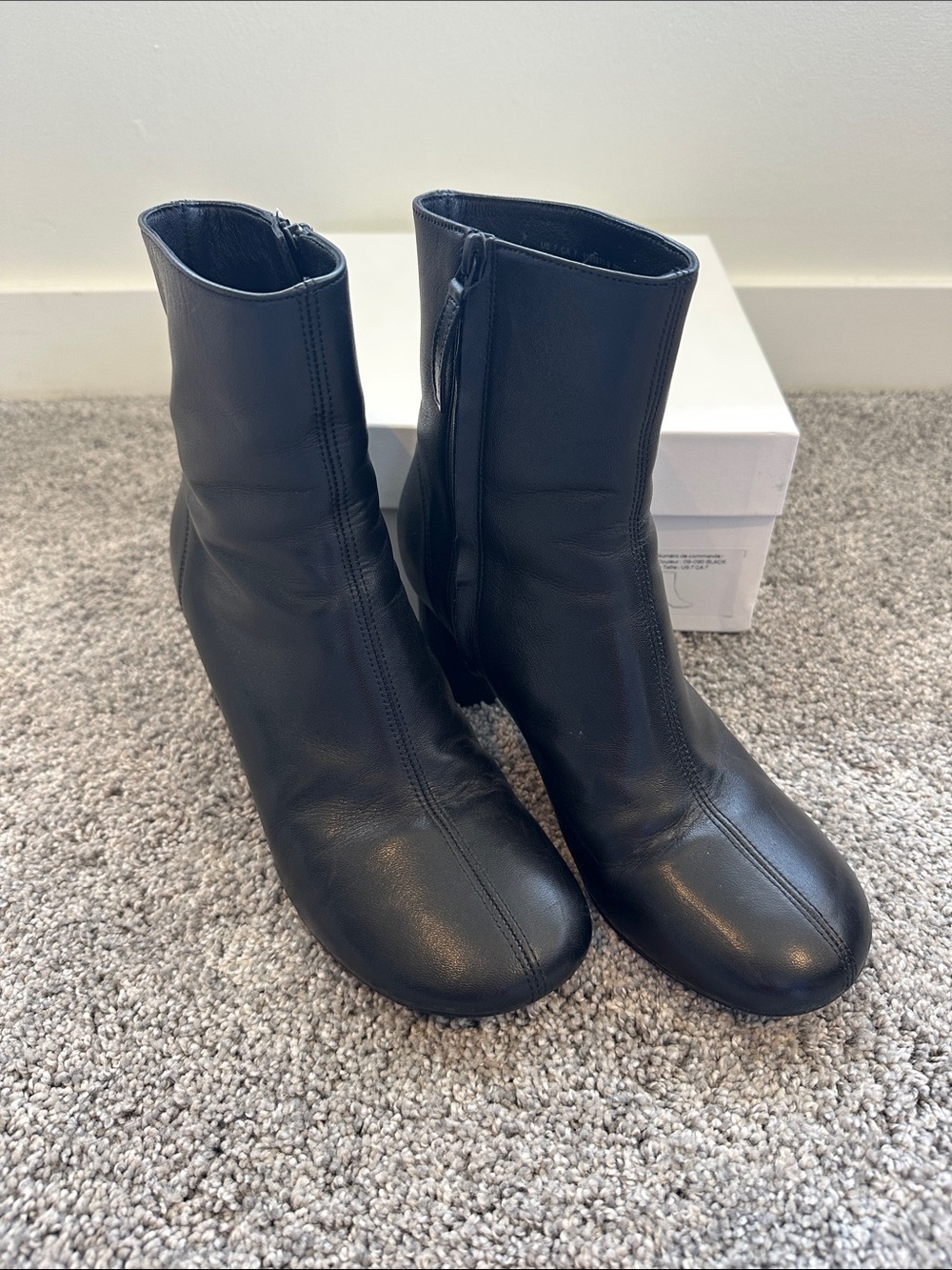 COS Women's Black Leather Ankle Boots - Sleek Side-Zip Design 7